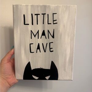 Little Man Cave Wall Art - Black on White Handpainted
